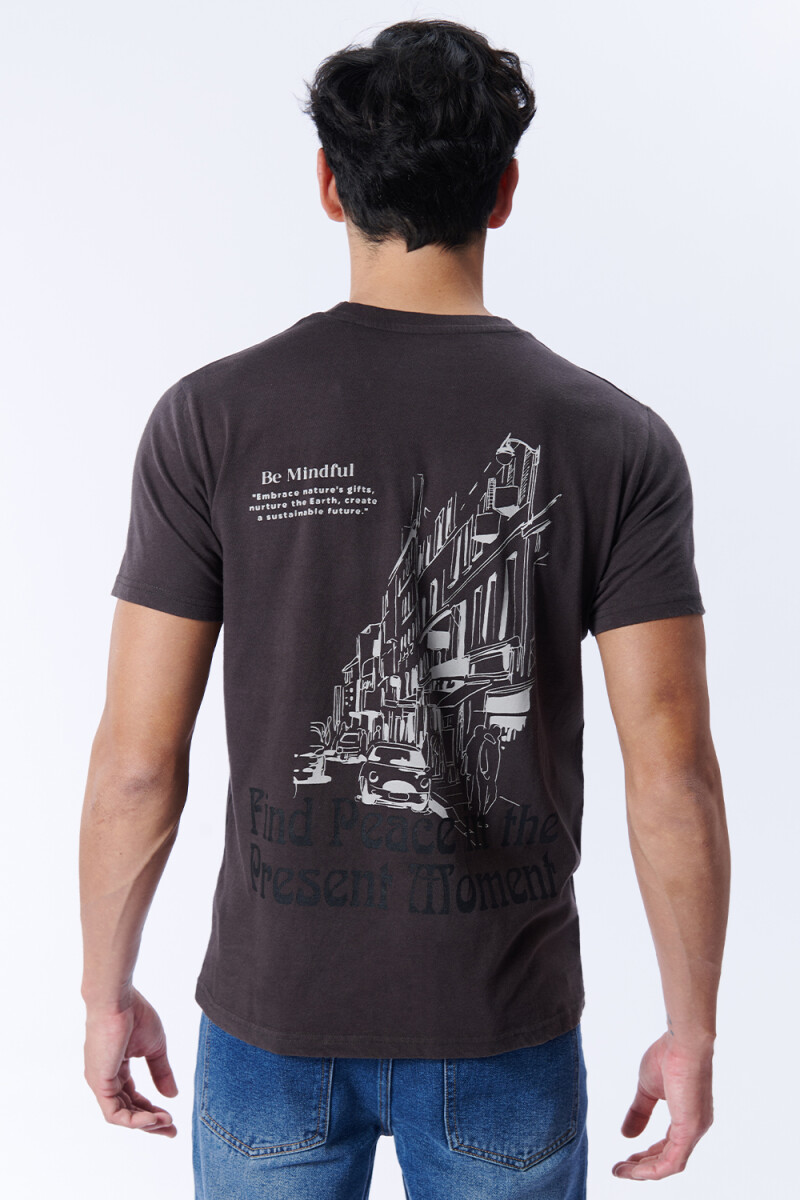Remera manga corta estampada Gris Oscuro