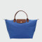 Longchamp -Cartera Longchamp plegable de nylon con cierre y asa corta, Le pliage M Azul
