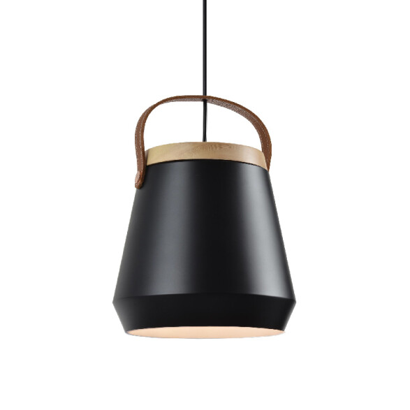 Lámpara colgante campana alum. negro y cesta Ø26cm IX9072