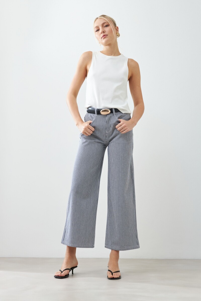 Pantalón de jean rayado - crudo 