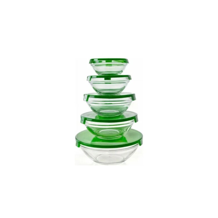 Pack Bowls de Vidrio con Tapa de Plastico x 5 Unidades Pack Bowls de Vidrio con Tapa de Plastico x 5 Unidades
