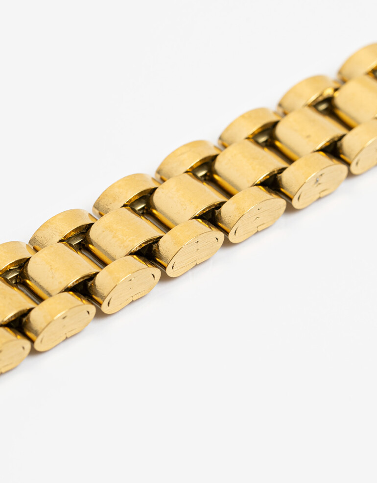 Pulseras Flexibles Metal Pulsera Malla De Acero - Dorado