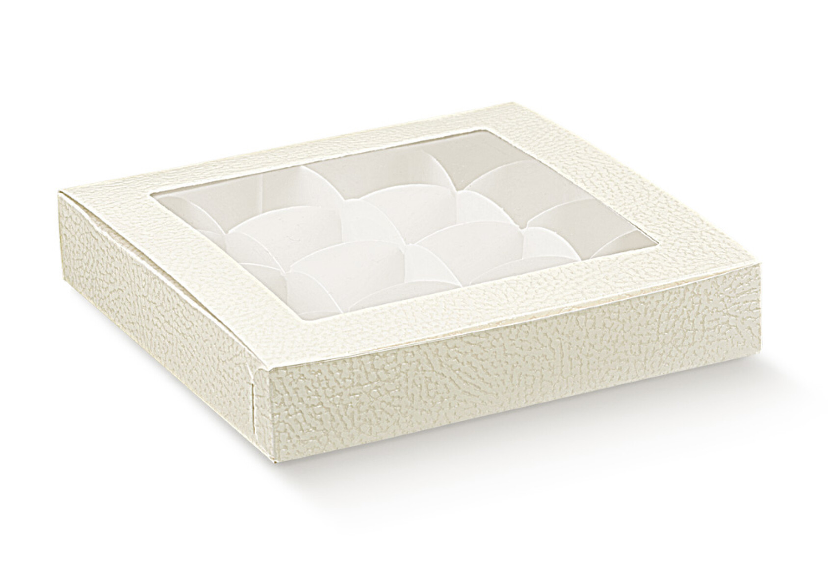 Caja plegable practica c/ventana 24x16x3 - 15221 - PELLE BIANCO 