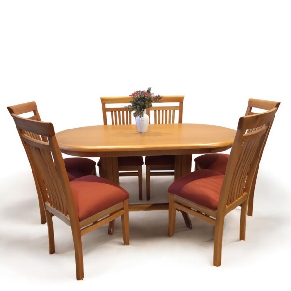 Juego de comedor oval, 6 sillas peinetas Juego de comedor oval, 6 sillas peinetas