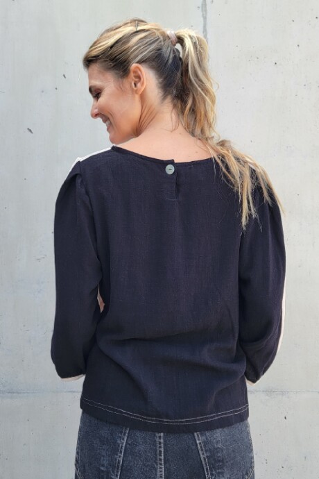 Blusa lagos Combinada negro y beige
