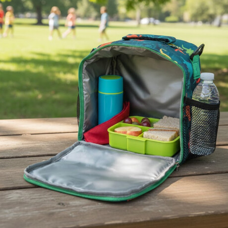 Lunchera térmica infantil con asa y correa ajustable Verde