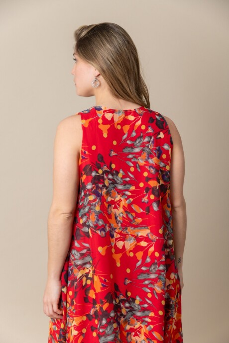 VESTIDO FLORAL Rojo