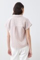 Camisa rayada manga corta beige
