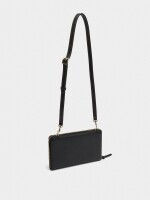 Monedero Efecto Piel Con Bandolera negro