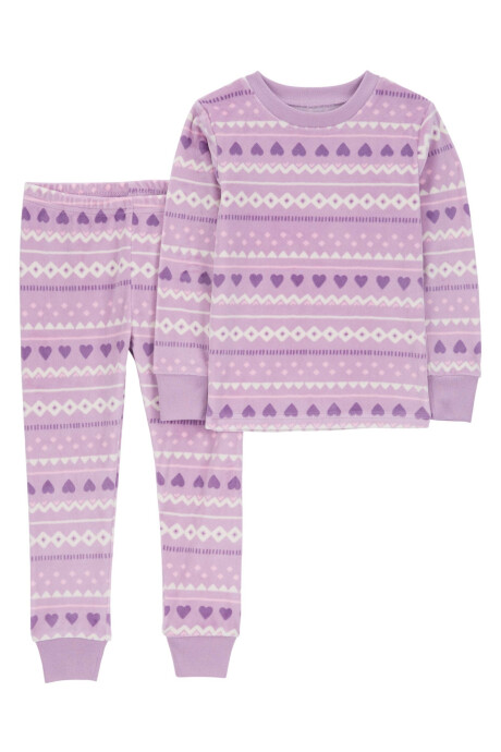 Pijama dos piezas de micropolar, pantalón y remera manga larga, púrpura Pijama dos piezas de micropolar, pantalón y remera manga larga, púrpura