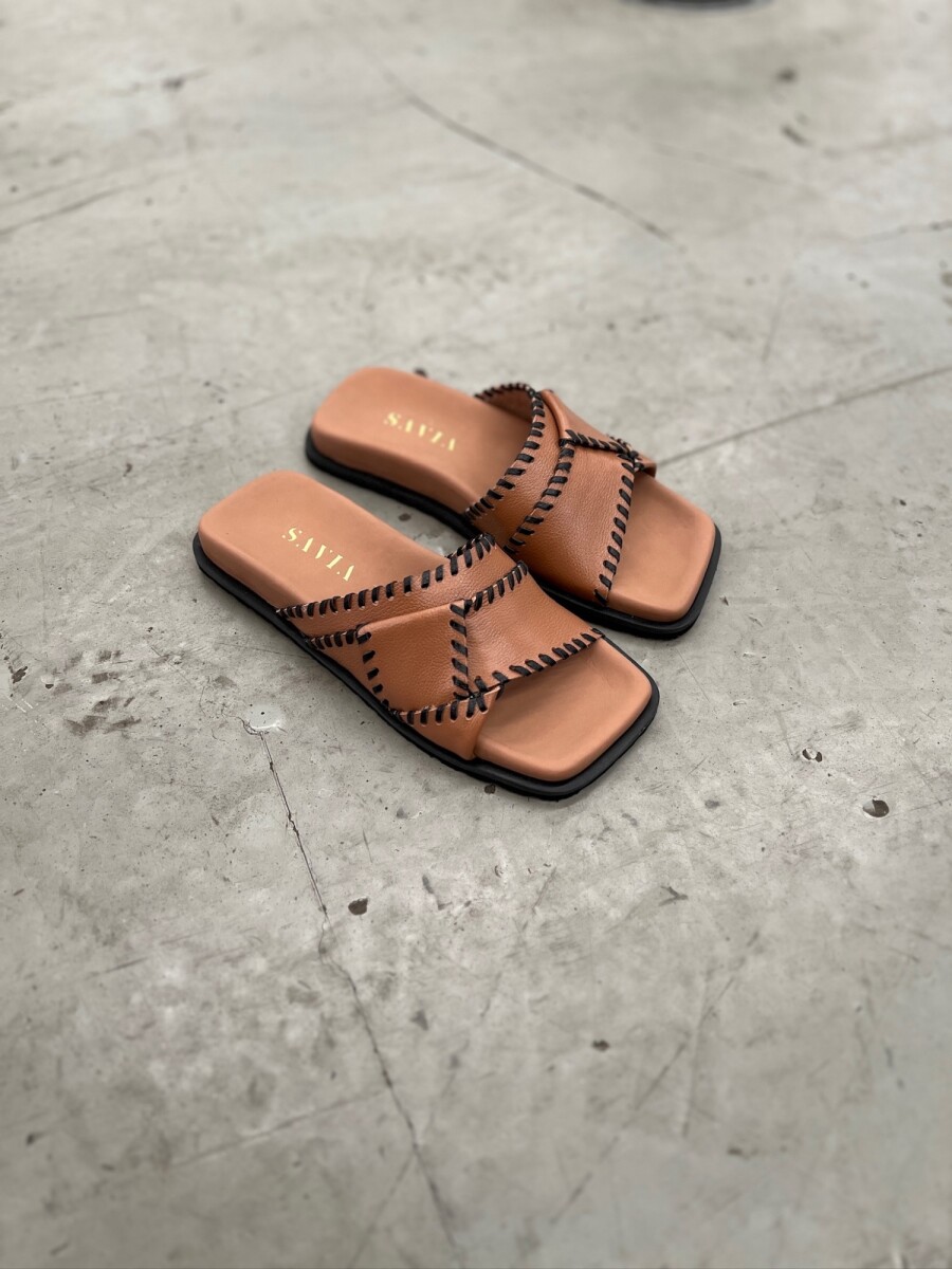 SANDALIA NEW AZALEA - Camel Y Negr 