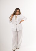 Conjunto blazer y palazo 100% lino Made in Italy Blanco