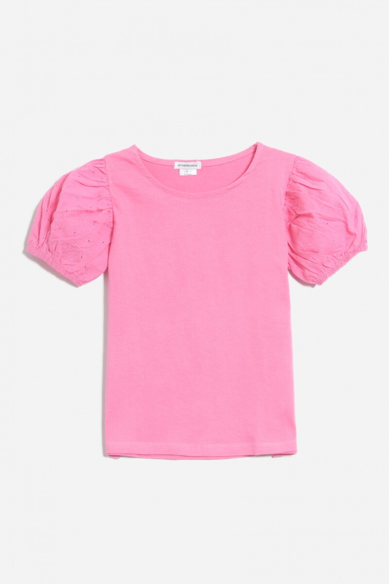Remera con broderie FUCSIA