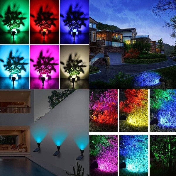 Lampara Foco Solar Jardín Exterior Luz Led Colores Rgb Lampara Foco Solar Jardín Exterior Luz Led Colores Rgb
