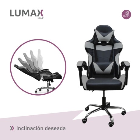 Silla Gamer Lumax Modelo ROM Negro/Gris