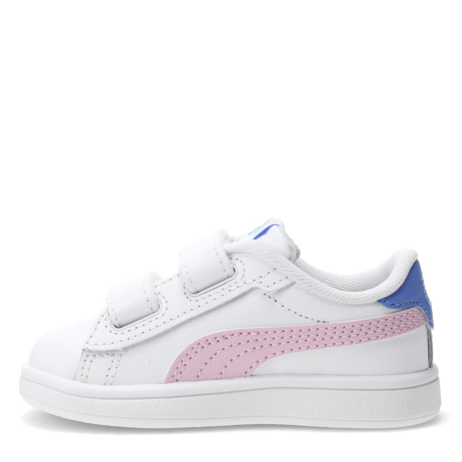 Championes Infantiles Puma Smash 3.0 Leather V Blanco - Rosa - Violeta Lavanda