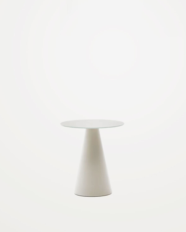 Mesa auxiliar Wilshire cristal templado glaseado y acero acabado pintado gris mate Ø50cm