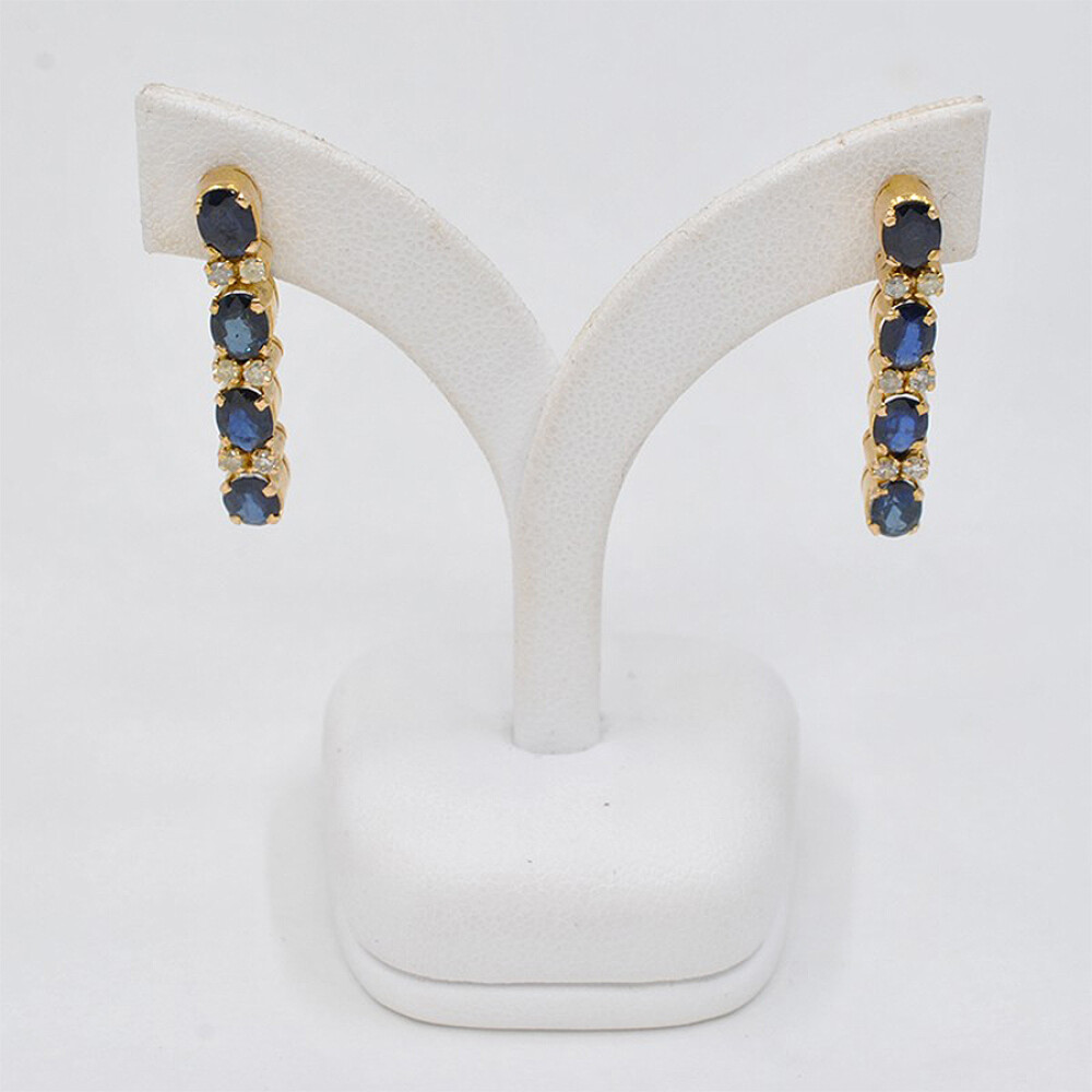 Caravanas Oro 18K, Brillantes Y Zafiros Caravanas Oro 18K, Brillantes Y Zafiros