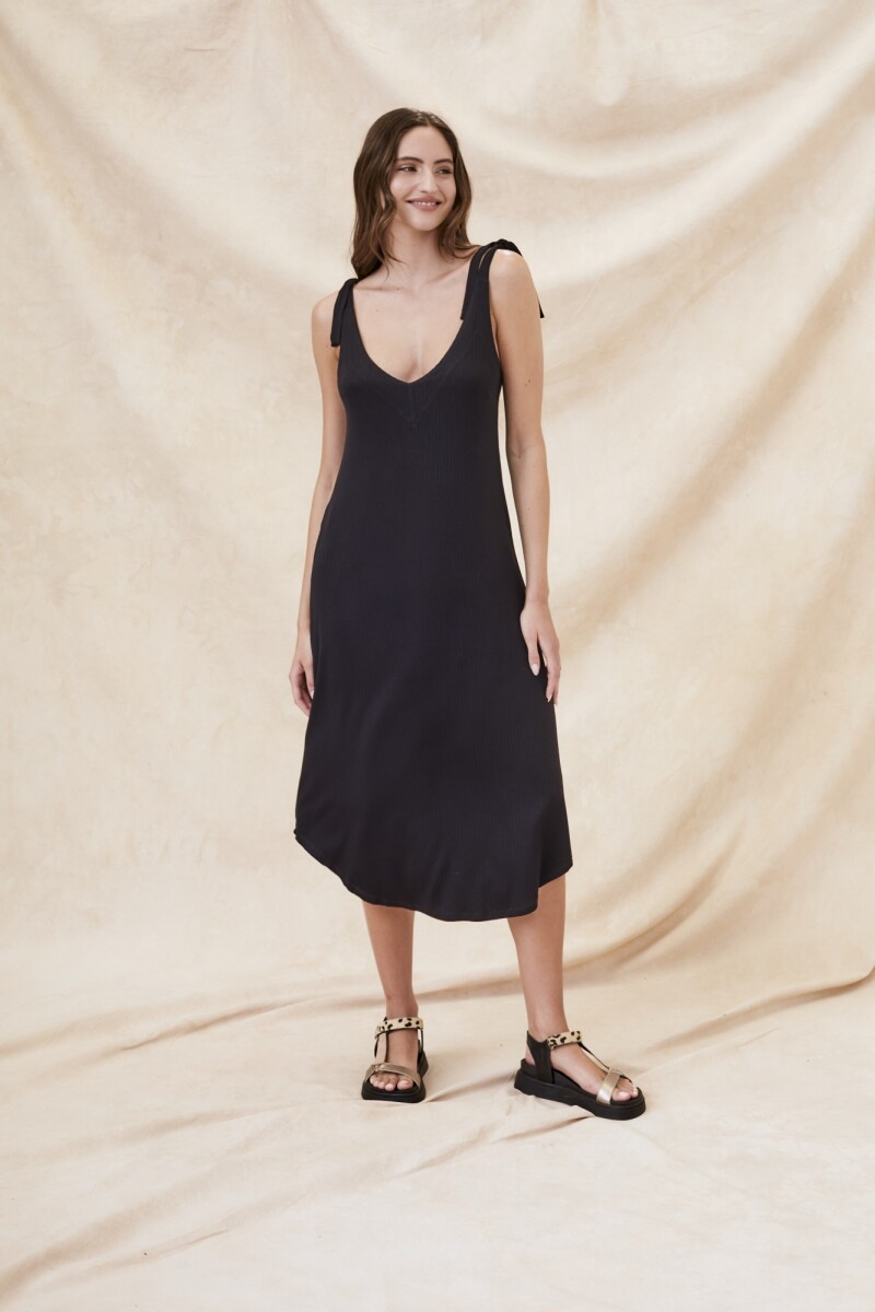 Vestido Largo Nudos Negro