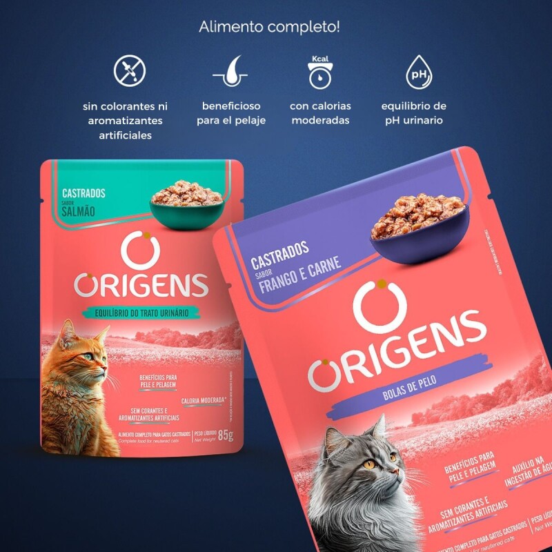 SALSA ORIGENS PARA GATOS CASTRADOS 85 GR. TRACTO URINARIO SALMON