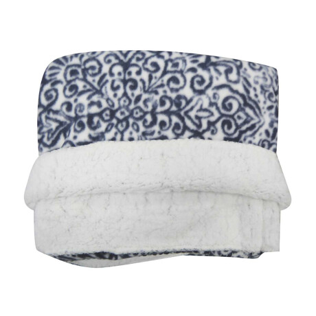 Frazada con Corderito 1 Plaza Home Class 150 x 240 cm Arabesco Azul Marino