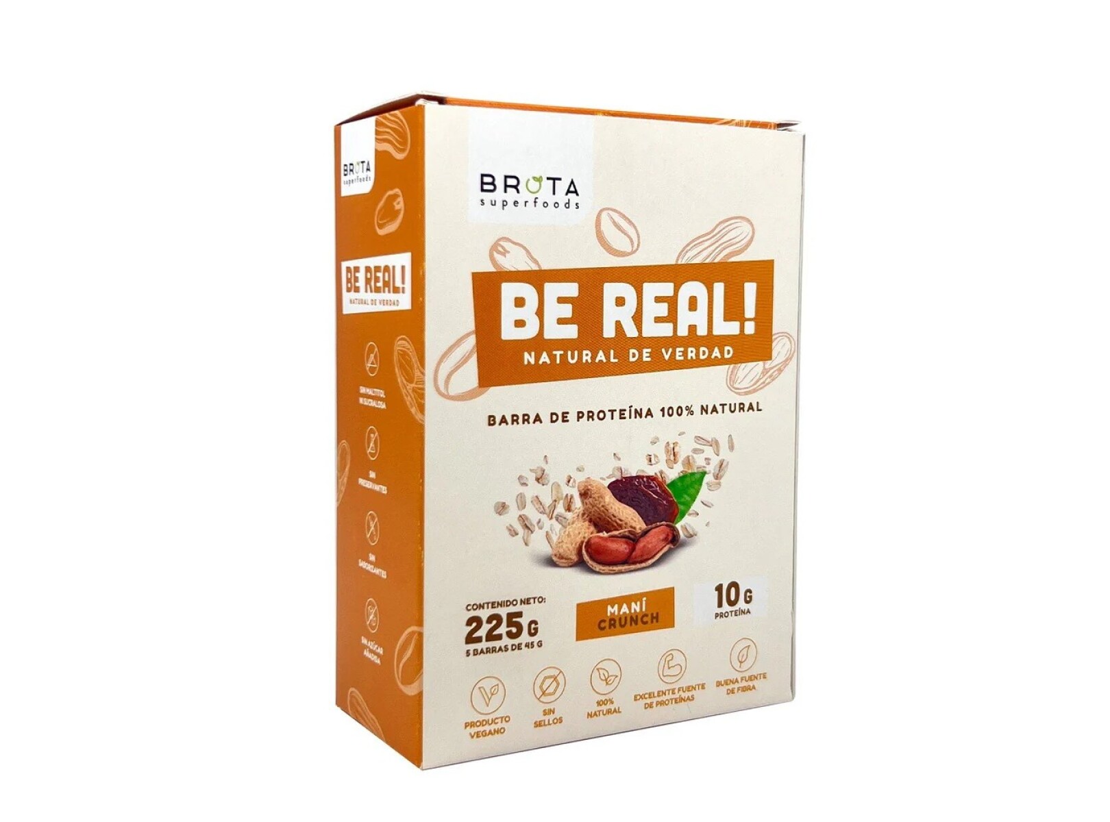Protein Bar Vegan 5 Unidades Brota Be Real- Sabor Maní Crunch 