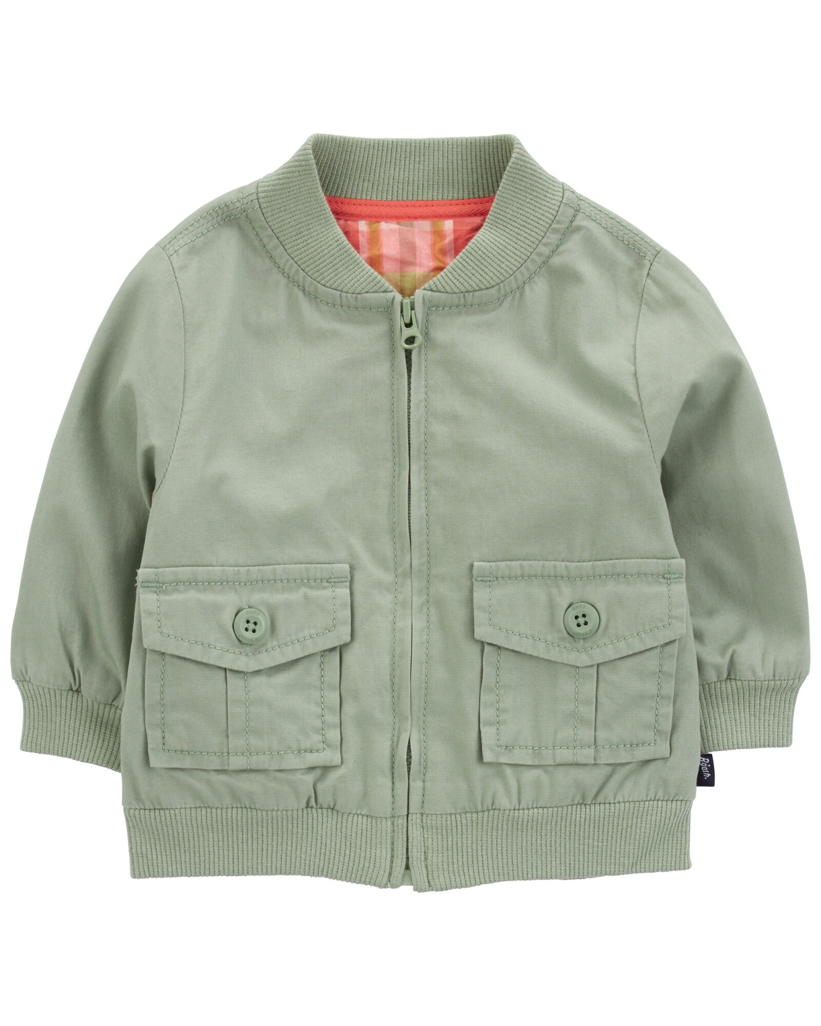 Campera cargo de algodón, verde oliva Sin color