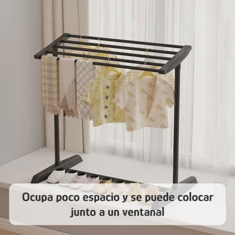 Tender para Ropa Vertical Plegable Con Alas y Ganchos Negro