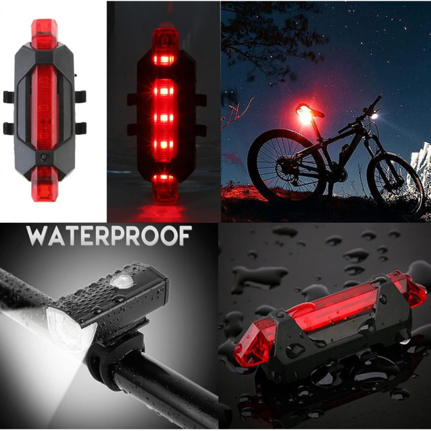 Waterproof professional Luz Trasera para Bicicleta (LED, Recargable, USB,  Resistente al Agua)