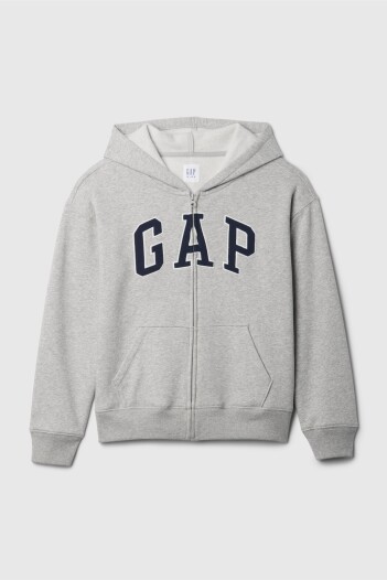 Buzo Canguro Con Cierre Logo Gap Niño Light Heather Grey B08