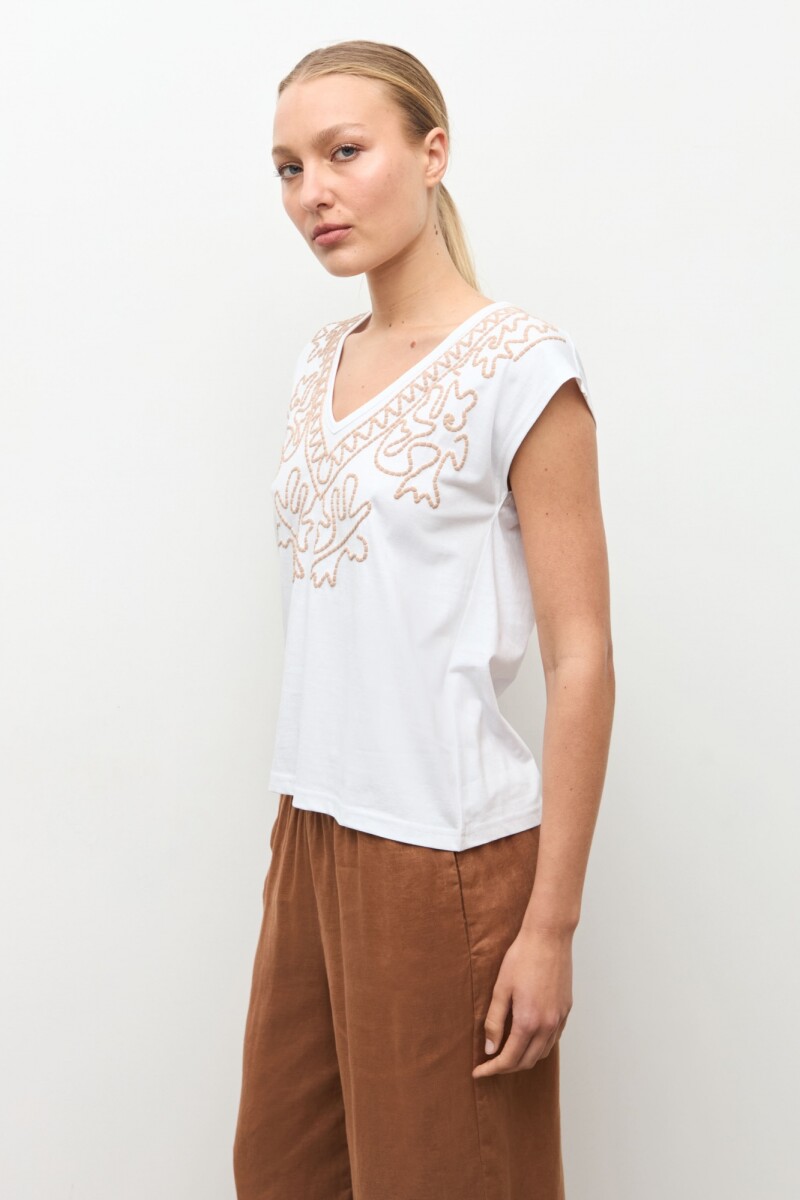 Remera puff print blanco