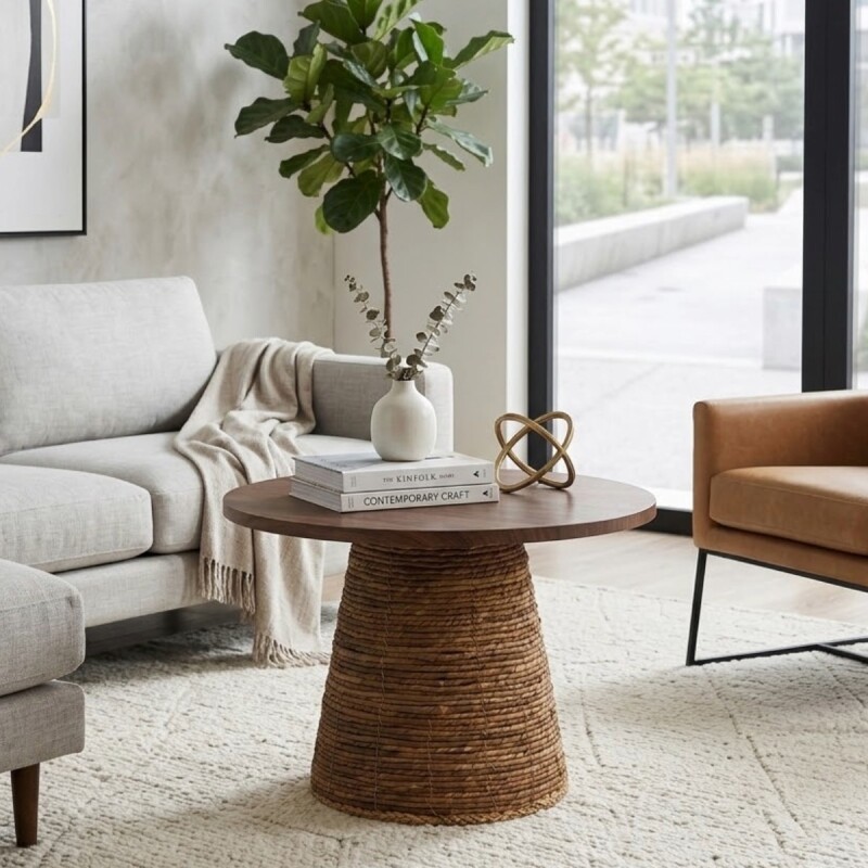 MESA CENTRO MARRON/BEIGE 47X50CM GDE Unica