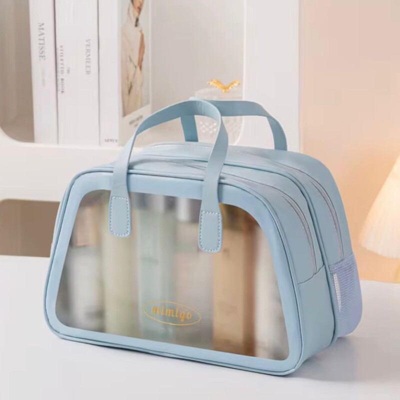 Necessaire de Viaje Organizador Impermeable con Compartimentos _ Ideal Porta Cosméticos y/o Artículos de Baño Celeste