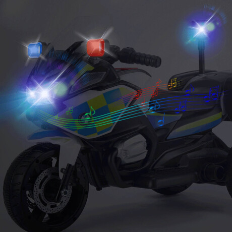 Moto Policía A Batería Con Reversa, Luces Sonido Blanco