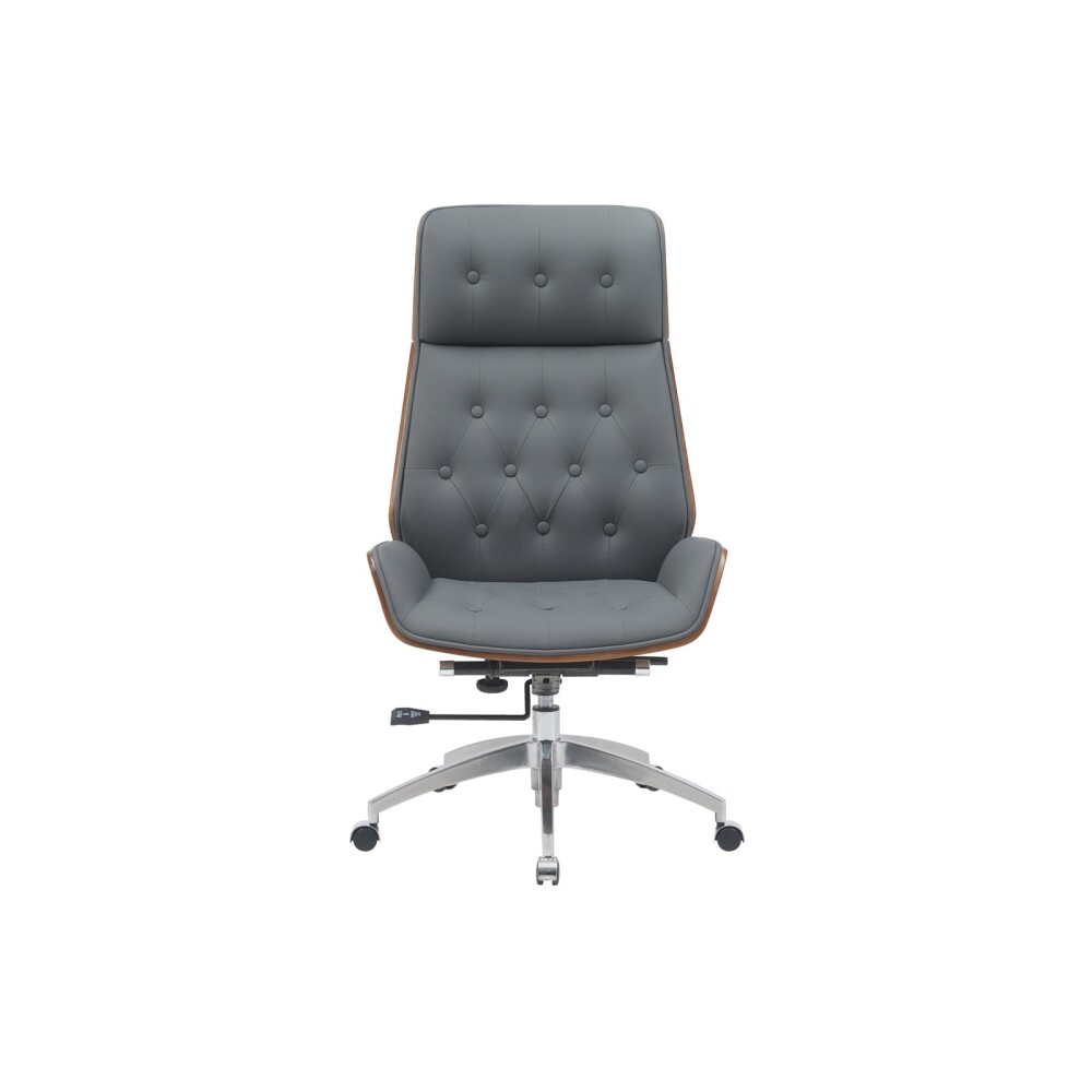 ASIENTO GERENCIAL ALTO MADERA-Y-PU GRIS CONFORT