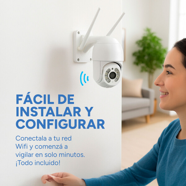 Cámara Seguridad WiFi 1080P Exterior Ip66 Inalambrica Noche Color Blanco