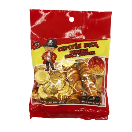 Monedas de chocolate CAPITAN JACK 100pcs 250g Monedas de chocolate CAPITAN JACK 100pcs 250g