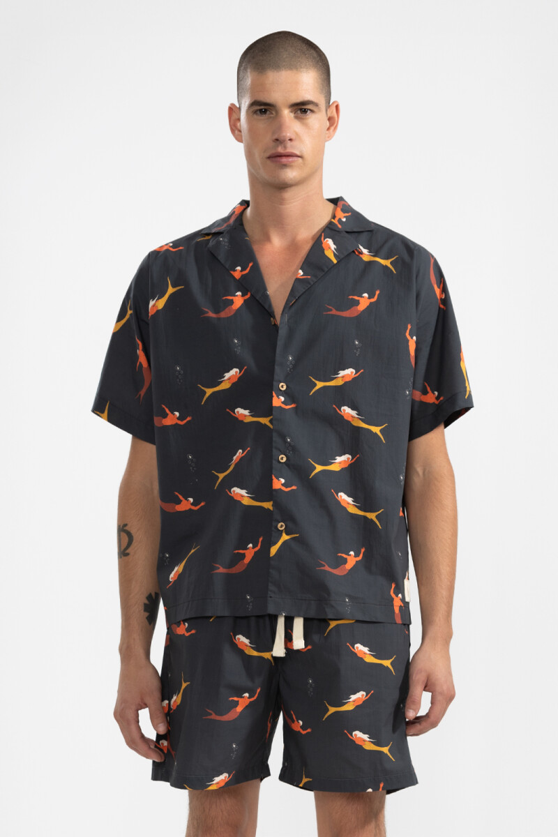 CONVERTIBLE CAMP-COLLAR SHIRT Negro