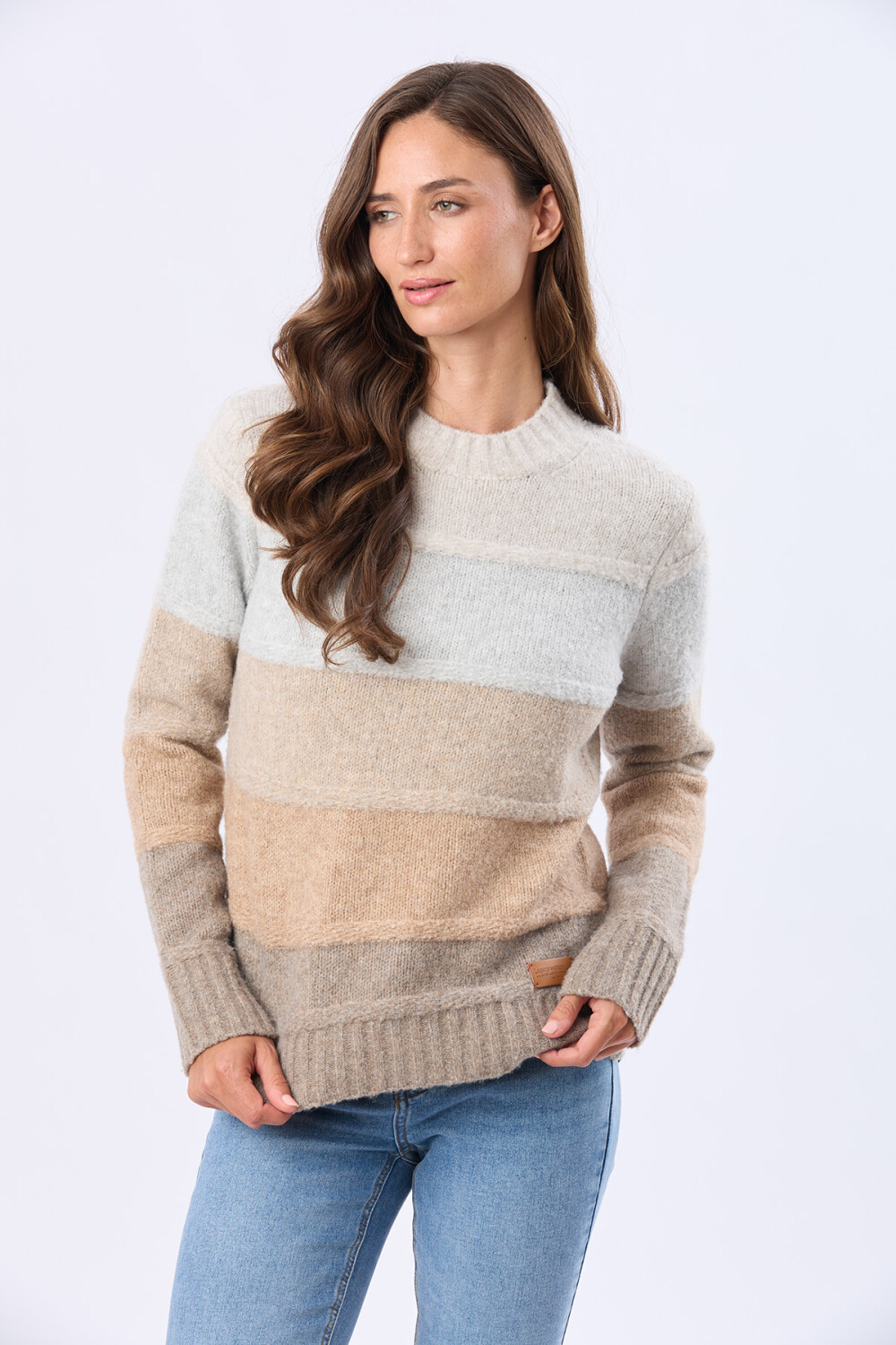 BUZO TEJIDO RAYADO Tostado