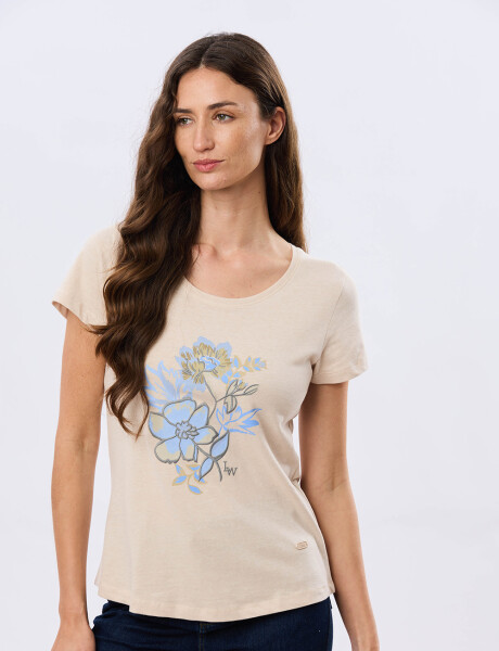 REMERA ESTAMPADA DE ALGODÓN Beige