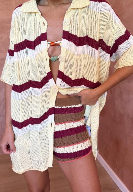 Short Corfu SS26 Stripes Espresso