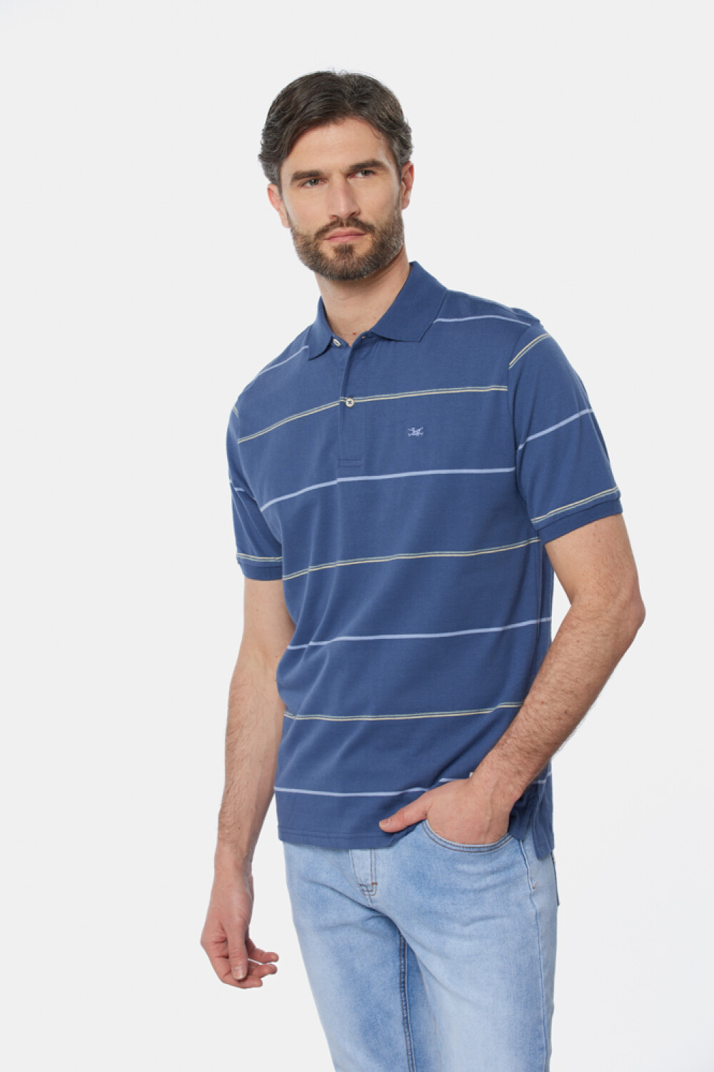 REMERA POLO RAYADA Azul