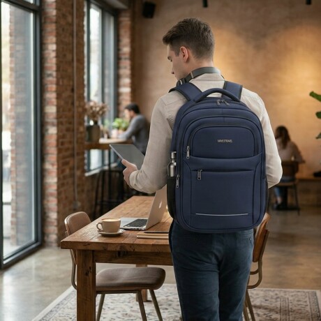 Mochila Sport 18" Para Notebook Candado Integrado Reforzada Azul