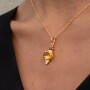 Collar Cadena Karvik Dije Citrino, Diamantes, Granate Plata 925 Y Baño De Oro 0