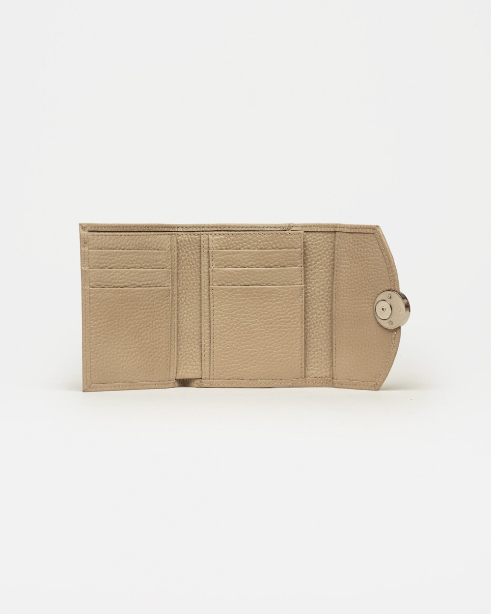Billetera The Circle en cuero graneado Taupe