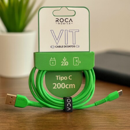 CABLE DE DATOS ROCA VIT USB a Tipo C 200cm 2.4A Verde
