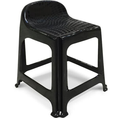 Taburete De Plástico Con Respaldo Negro Taburete De Plástico Con Respaldo Negro