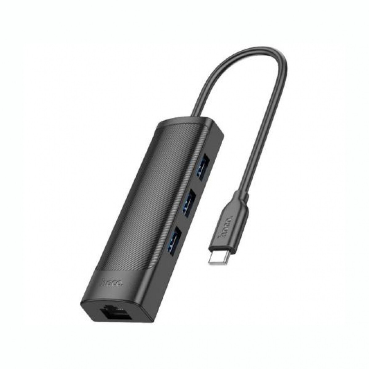 Hub 4 En 1 HOCO HB42 USB-C A 3 USB-A 3.0 Y RJ45 - Black 