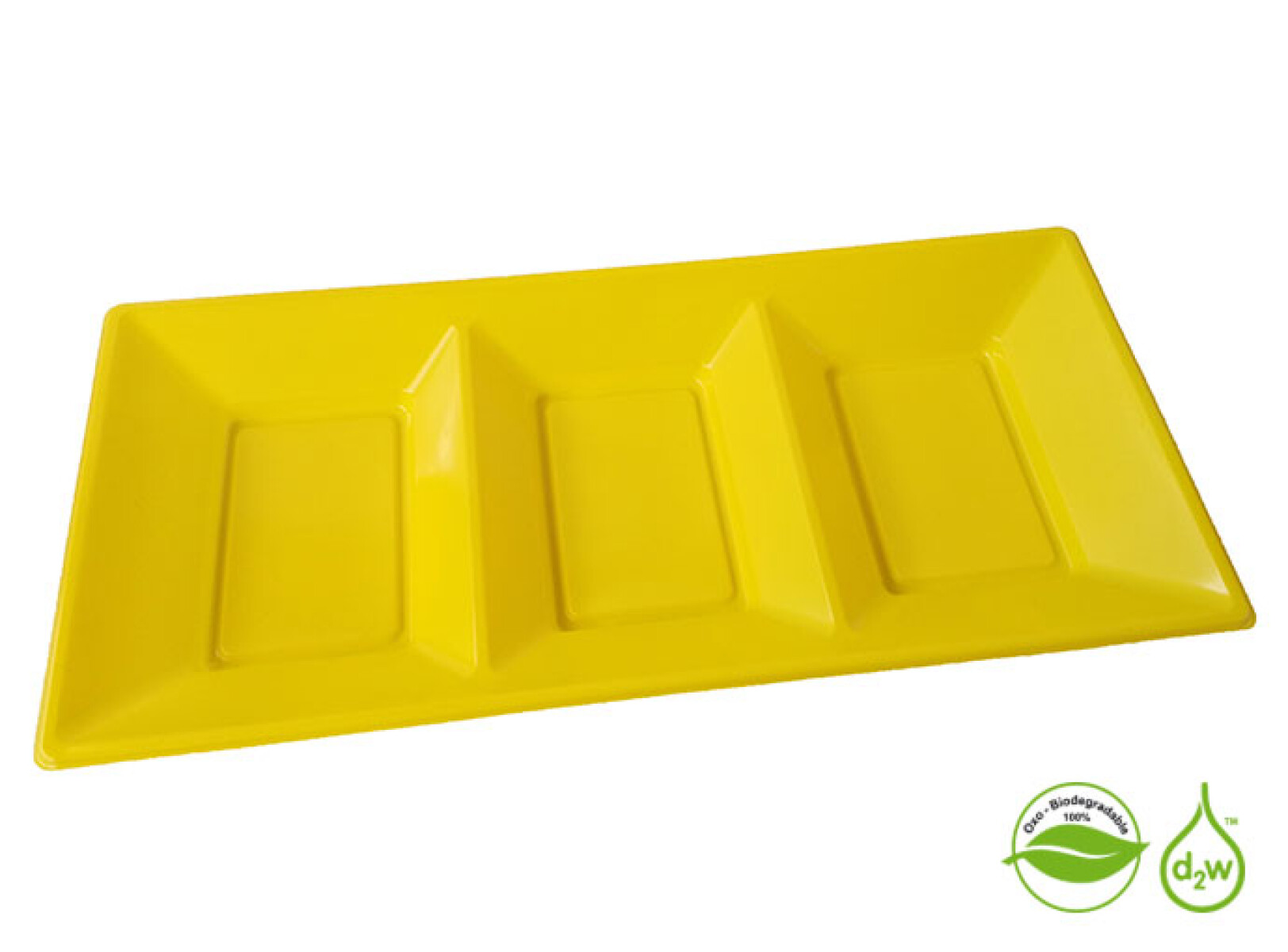 Bandeja Biodegradable Rectangular x3 Unidades - Amarillo 