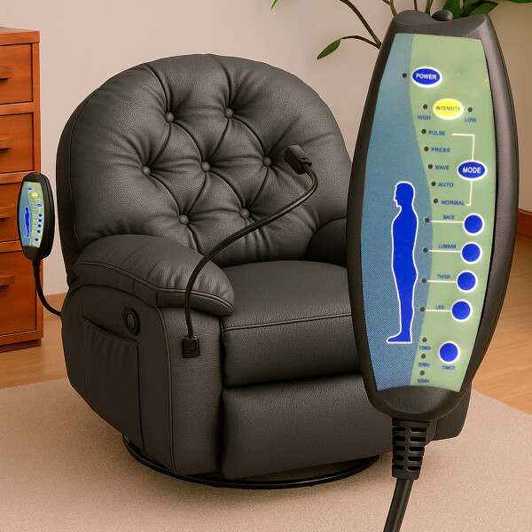 Sillón Masajeador Poltrona Con Control Remoto Y Soporte Para Celular NEGRA